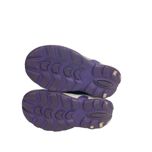 Rugged outback Girls Size 9 Black Purple Leopard Faux Fur-Lined Winter Boots - Picture 6 of 7